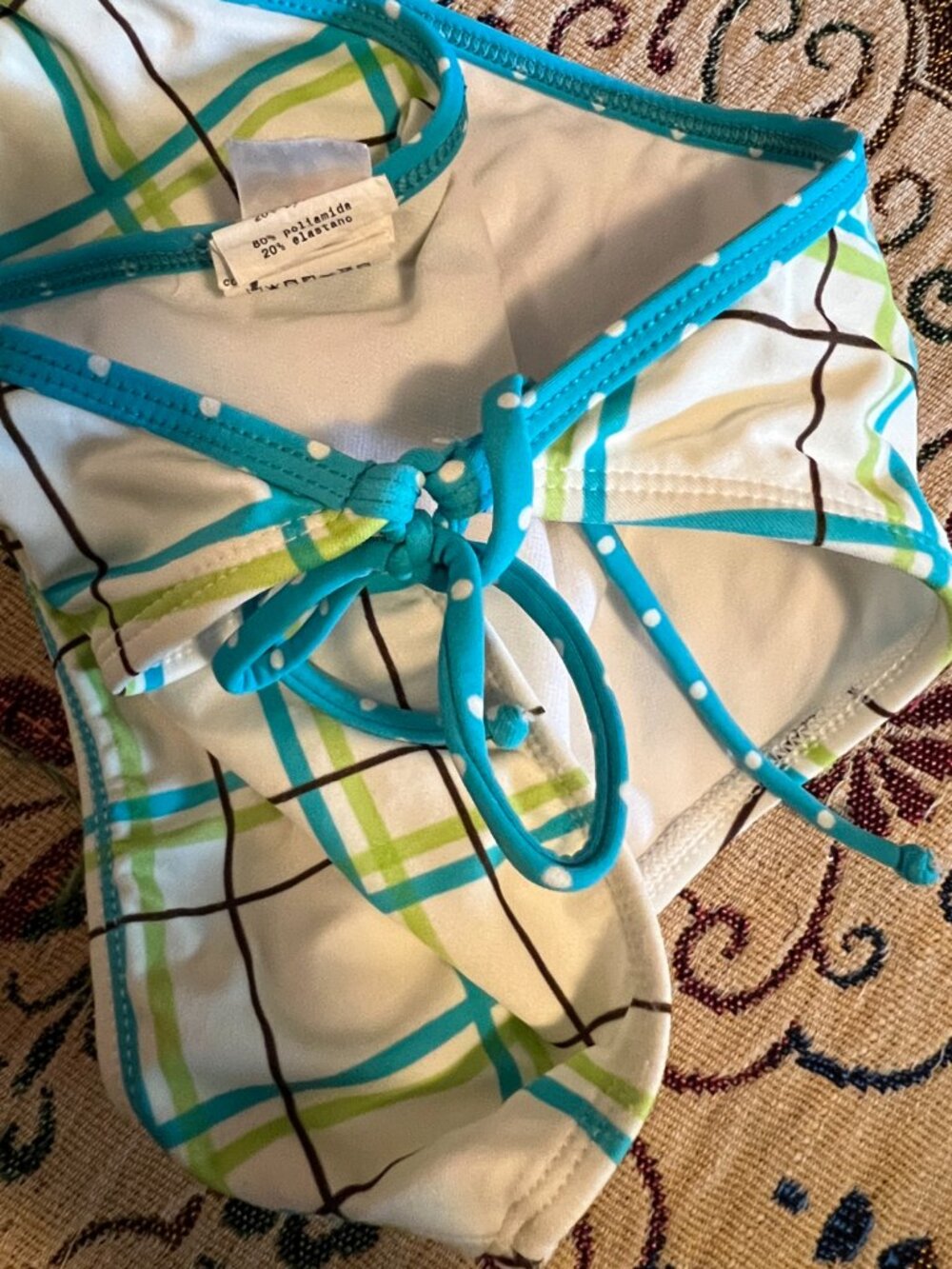 ROXY BIKINI Swimsuit, Pacsun, Beautiful Plaid 2 Piece Large Top & XL Bottoms - Picture 4 of 8